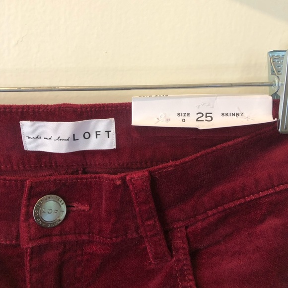LOFT Velvet Skinny Pants in Rich Bordeaux - Picture 3 of 4